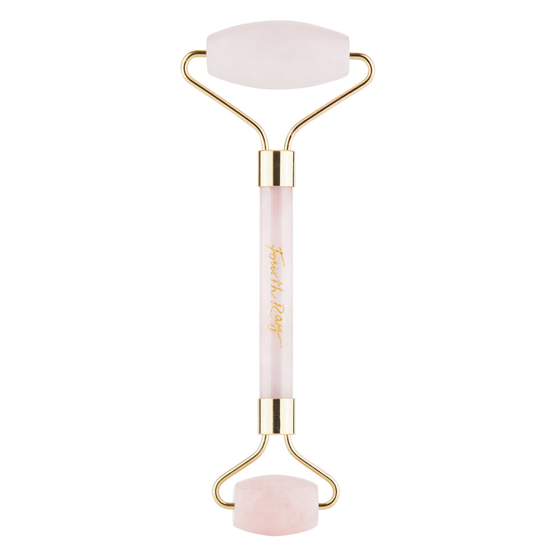 Rose Quartz Face Massage Roller in white background